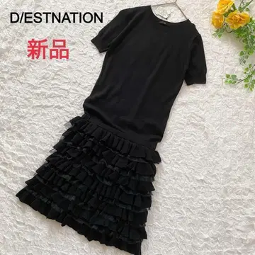 새상품 D/ESTNATION 니트 티어드 원피스 울 프릴