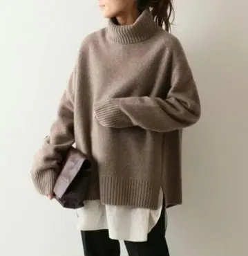 [세트 판매] 롱T와 브라운 하이넥 니트