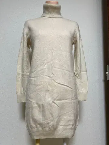 Lilidia 캐시미어 100% 니트 원피스 스웨터 화이트