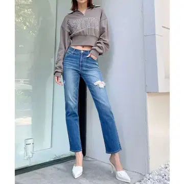 GYDA M/W 데미지 스트레이트 데님 팬츠