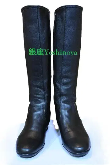 *긴자 Yoshinoya* 블랙 가죽 롱부츠 22.5cm
