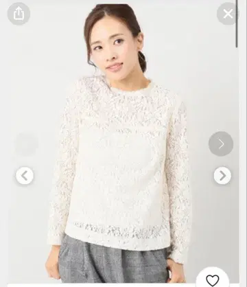 스픽 앤 스팬 하이넥 러셀 레이스 블라우스