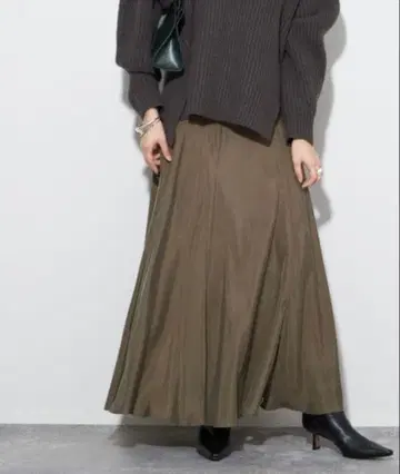Plage Washable Fibril 롱 스커트 카키 36 새상품급