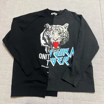 새상품급 오니츠카타이거 트레이닝복 도킹 맨투맨 블랙 L