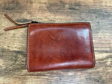 브라운 가죽 접이식 지갑