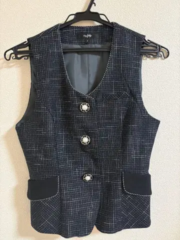 enjoie 7호 다크 블루 트위드풍 베스트