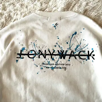 TONYWACK 남성용 프린트 트레이닝복 풀오버 화이트