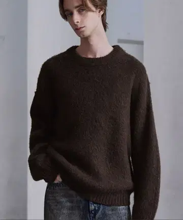 미사용 새상품 [ CLEL ] 알파카 블렌드 샤기 니트 S 사이즈 브라운