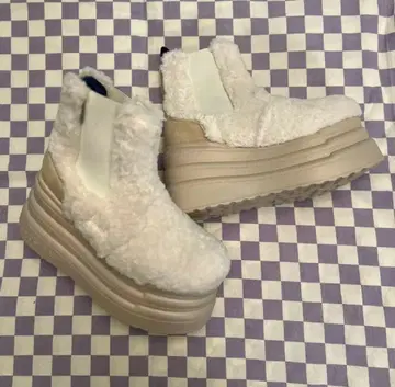 요스케 통굽 부츠 숏부츠 복슬복슬 퍼 아이보리 23cm