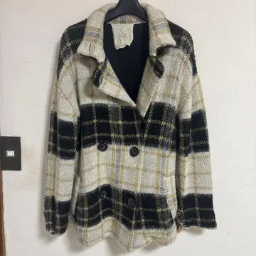 오즈모시스 체크 니트 코트 2way