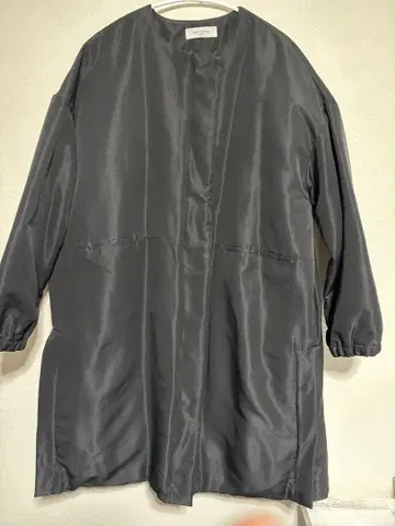 블랙 노카라 롱 코트