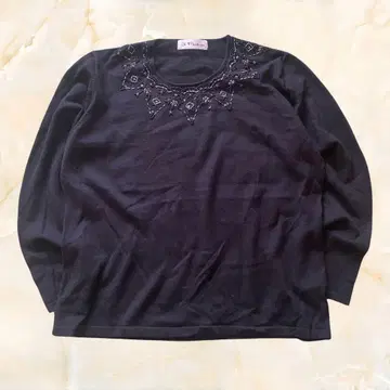 3 포지션 비즈 자수 니트탑 블랙 LLL 대응