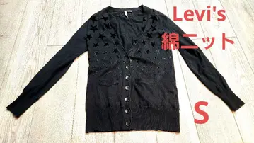 리바이스 스타 패턴 가디건 면 니트 S 블랙