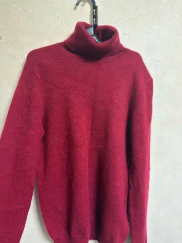 터틀넥 스웨터 S 빨간색 캐시미어 100% MAISON MONTAGUT