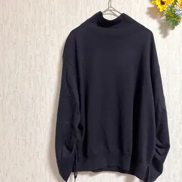 자유구 블랙 터틀넥 니트 셔링 소매 38 고급 오피스 M