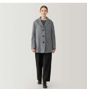 무인양품 여성 재생 울 혼방 자켓 코트 그레이 패턴 M 사이즈