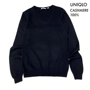UNIQLO 유니클로 캐시미어 100% 긴팔 니트 스웨터 V넥 블랙