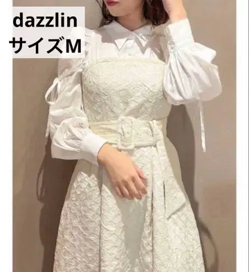 dazzlin 블라우스 레이어드 자카드 원피스 화이트 사이즈 M