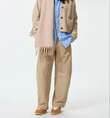 [ UNIQLO ] 저지 배럴 레그 팬츠 베이지 S