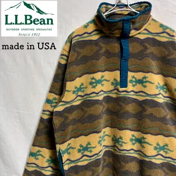 80's USA제 l.l.bean 하프 스냅 플리스 올 패턴