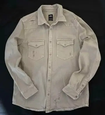 ZARA 데미지 가공 데님 셔츠