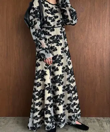 플라워 프린트 맥시 길이 원피스