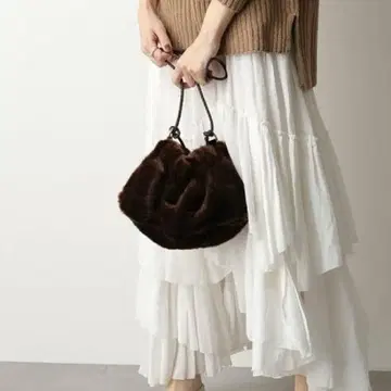 컨디션 최상 a point etc 인조 모피 백 다크 브라운