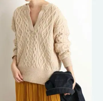 SLOBE IENA 케이블 스키퍼 니트 스웨터