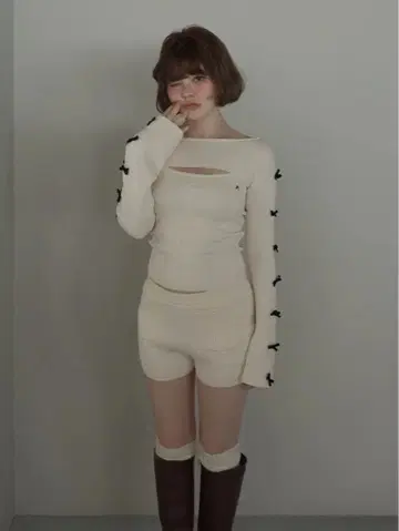 andmary 신디 리본 니트 세트 업