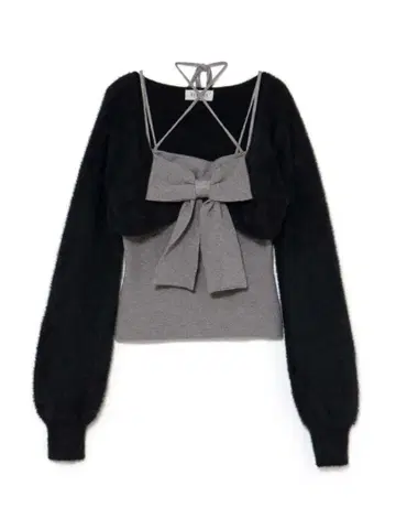 bubbles 리본 니트 앙상블 블랙