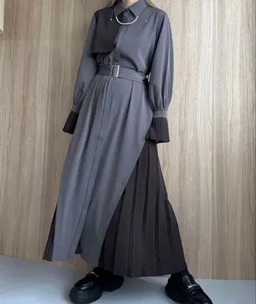 HARE*플리츠 원피스/ 브라운/ S 사이즈