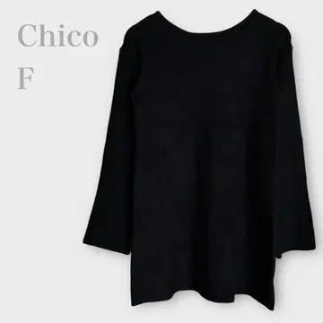 치코 리브 니트 미니 원피스 블랙 심플