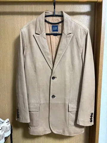 00s 올드 갭 가죽 테일러드 자켓 베이지