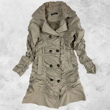 개더 디자인 코트 베이지 더블 버튼 헤이세이 갸루