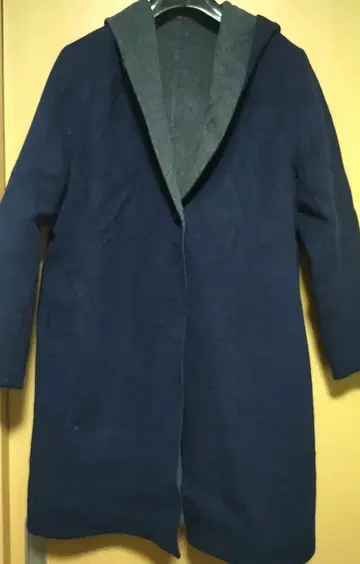 네이비 울 혼방 롱 코트 사이즈 9
