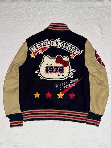 00s 산리오 HELLO KITTY 30주년 디자인 바시티 자켓