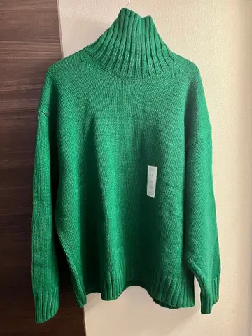 새상품 미사용 로우 게이지 터틀넥 스웨터 그린 남녀 XXL GU