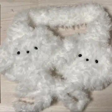 귀도리 화이트 복슬복슬 강아지 귀도리 털 길이