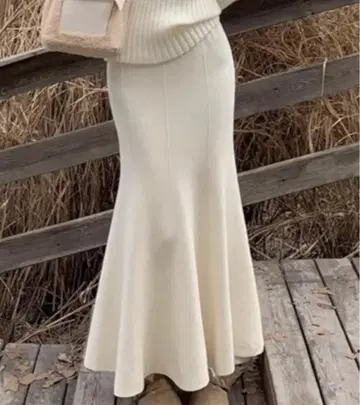 머메이드 라인 니트 롱 스커트 zozotown 아이보리 프리 사이즈