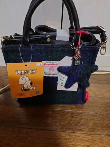 PEANUTS 체크 무늬 토트백