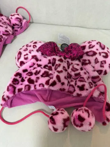 디즈니 레오파드 무늬 팬캡 핑크