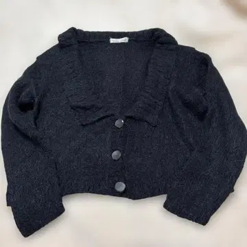 울 100% 알파카 50% 블랙 숏 기장 가디건