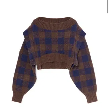 체크 니트탑 체크 니트 브라운