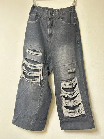 거의 미사용 mushwear 데미지 배기 데님 팬츠