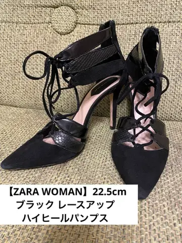 [ ZARA WOMAN ] 블랙 레이스업 하이힐 펌프스