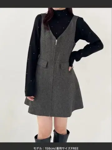 Heather 헤링본 ZIP 미니 점프 스커트