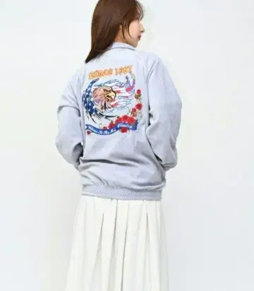 여성용 자수 집업 바시티 자켓