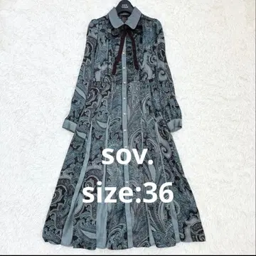 새상품급 소브 sov. 더블 스탠다드 보타이 원피스 페이즐리 36