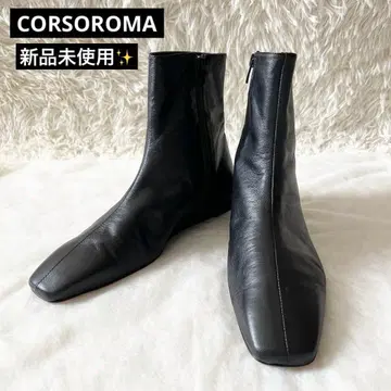 새상품 CORSO ROMA9 코르소 로마 노베 숏부츠 가죽 블랙