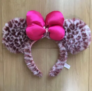 [ 새상품급 ] 미니 레오파드 무늬 머리띠 핑크 리본